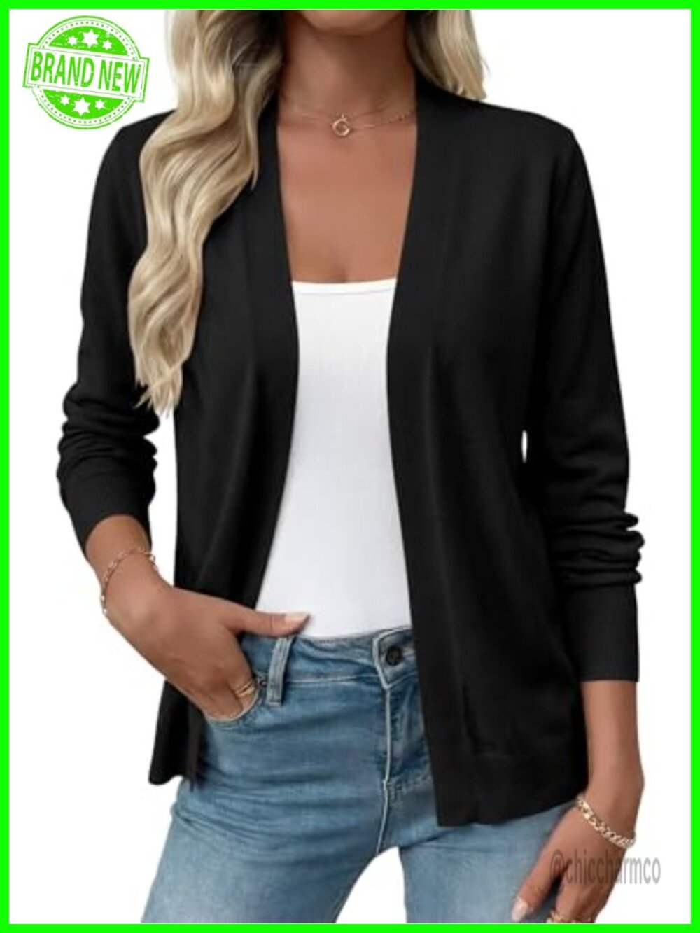 Women Lightweight Open Front Cardigan Long Sleeve Knit Shrug